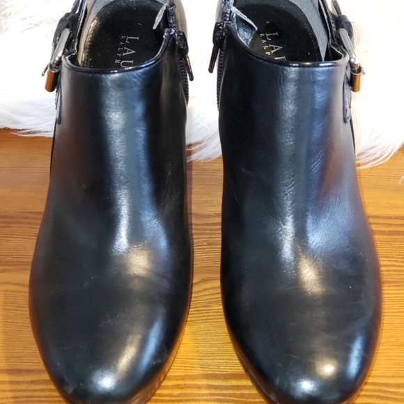 Ralph Lauren heeled booties black leather 7.5 M - Picture 4 of 10